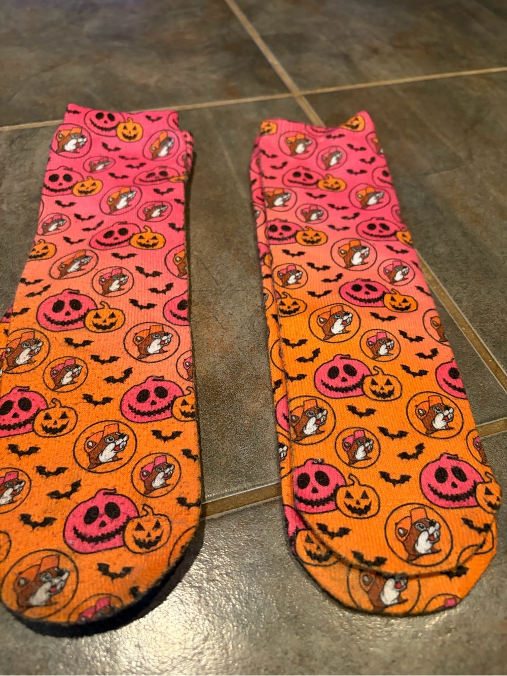 2 pair Women's BUC-EE’s Halloween Crew Socks - Pink & Orange